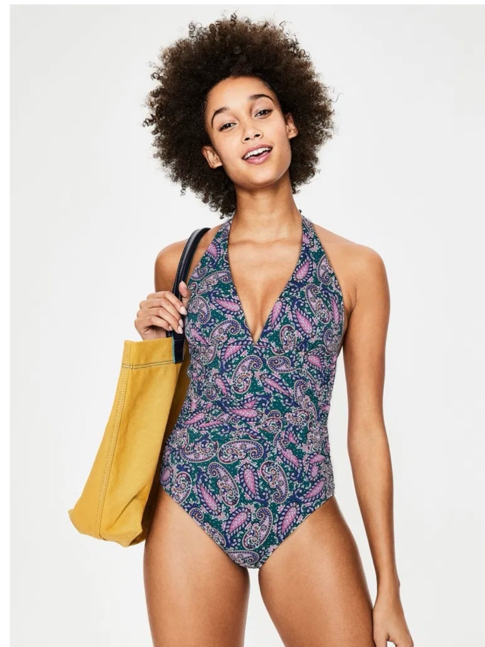 Boden Valencia One Piece Swimsuit. Green, blue, pink paisley. Size 6 - Picture 2 of 12